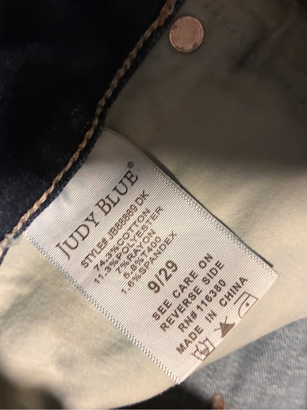 Judy Blue Dark Blue Straight Leg Jeans, size 9/29, comfortable and stretchy - Picture 6 of 13